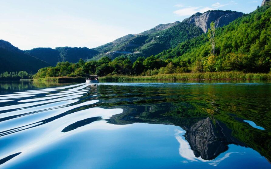 Relaxing boat trip on Cetina river